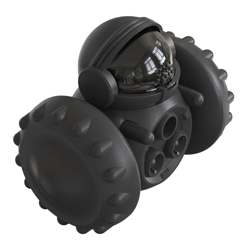 Black textured ball with a central compartment on a white background